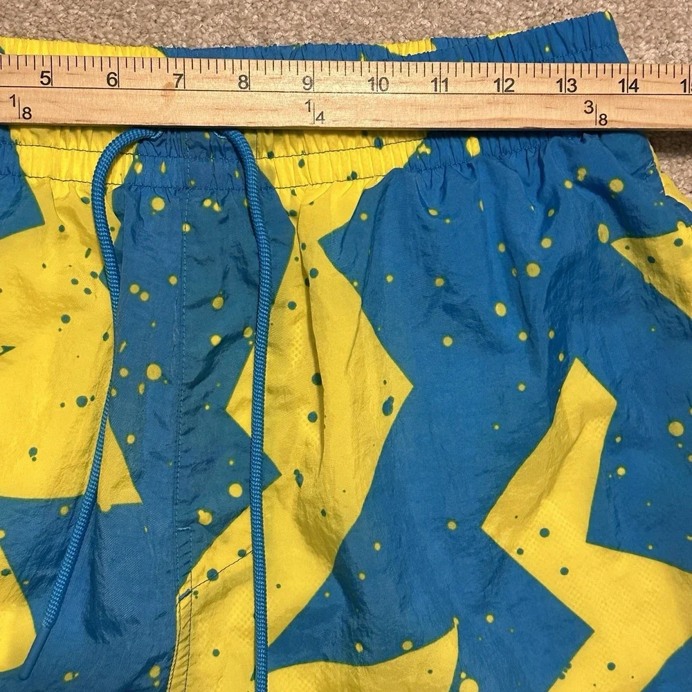 Nike Air Jordan Swim Trunks Size Medium Poolside Shorts Blue Yellow Lined